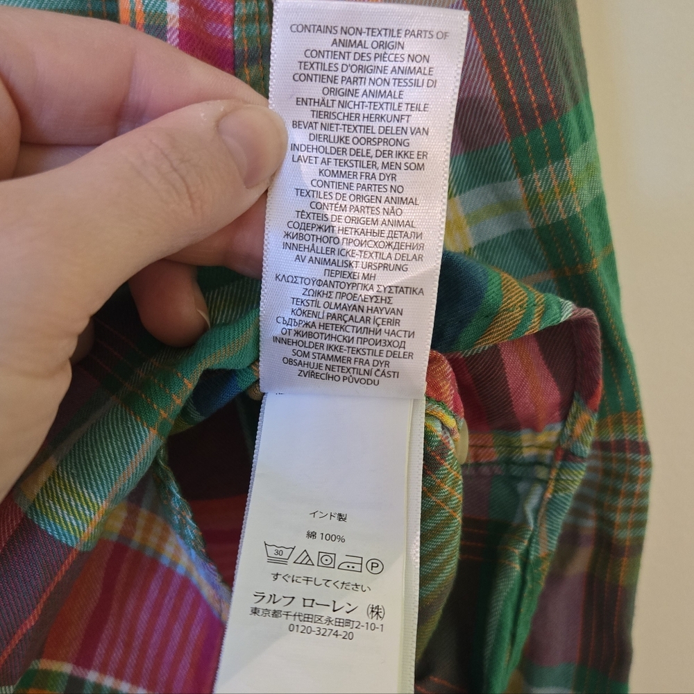 Ralph Lauren Multi Color Cotton Shirt Classic Fit Size L - Picture 10 of 12